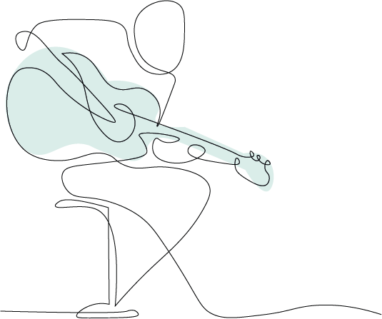 Grafisk bild, en person som spelar gitarr